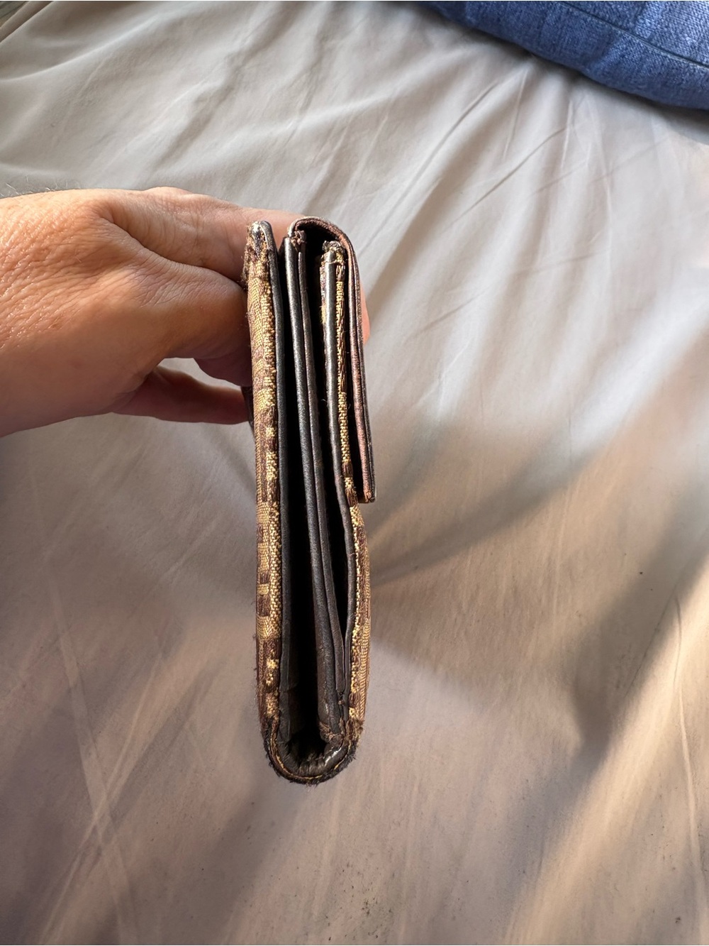 Vintage FENDI Zucchino Canvas Compact Wallet - Tobacco/Black - Read Description - Picture 5 of 13